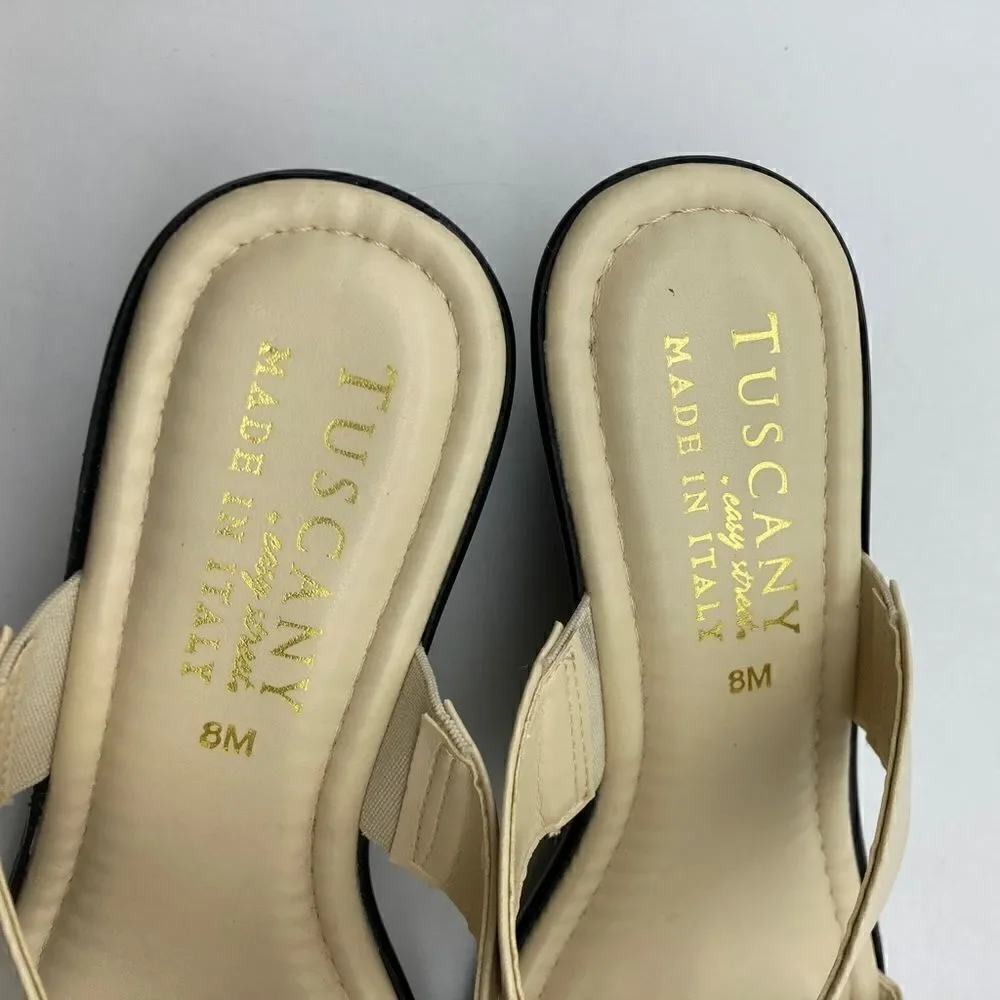 Tuscany by Easy Street Cala Wedge Cream Sandals Size 8M Made in Italy Like New